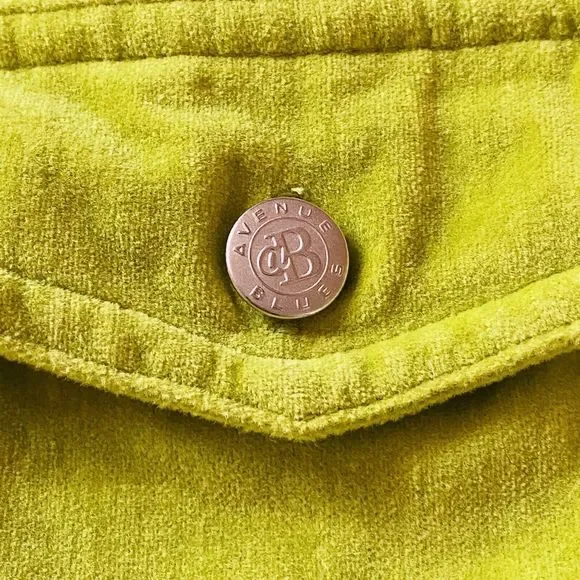 Avenue Blues Vibrant Green Velvet Full Zip Casual Cotton Jacket Women’s Sz 18/20 - Picture 4 of 8
